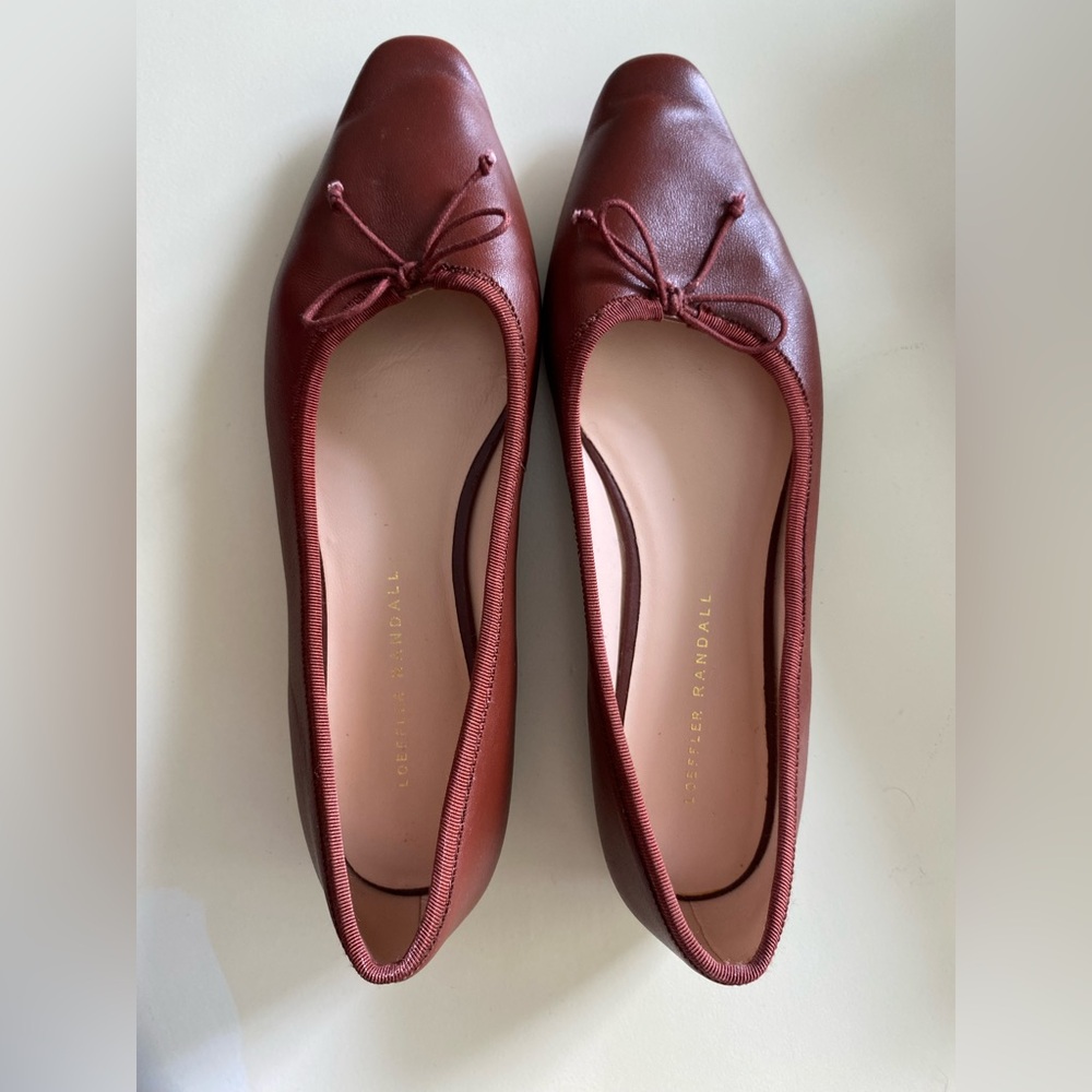 Loeffler Randall Burgundy Leather Flats with Bow